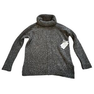 NWT Jana Black Gray Twist Marled Cotton Wool Blend Turtleneck Sweater Small